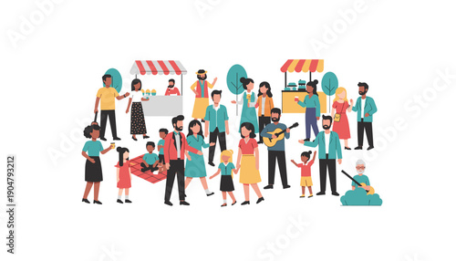 Large crowd of people illustration diverse group