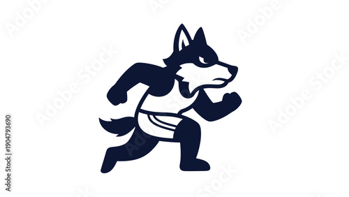 Running wolf mascot illustration cartoon design isolated white background