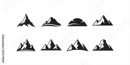 Black Mountain Peaks and Hills Icons