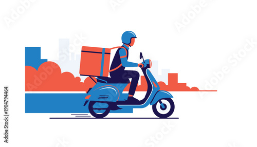 Delivery driver on scooter courier service