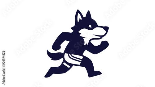Running wolf mascot illustration on white background vector design