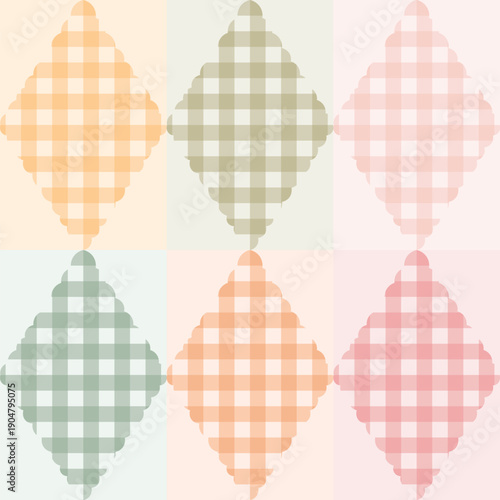 cute pattern for picnic blanket design. Pastel multicolored tartan check plaid graphic for tablecloth, oilcloth, other modern everyday spring summer fashion Easter holiday textile or paper print, argy