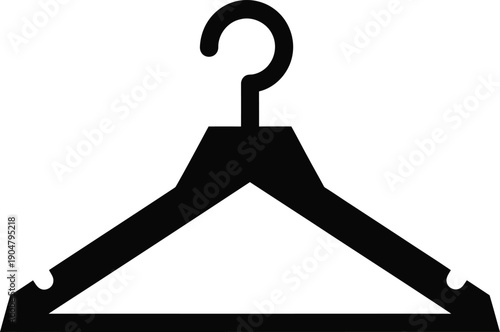 A simple black icon representing a clothes hanger, used for storing garments on a rail