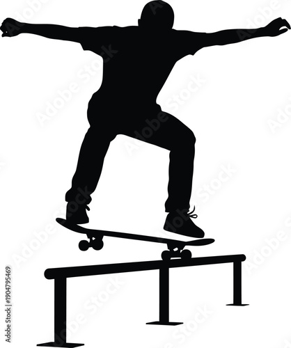 Skateboarder jumping silhouette vector illustration