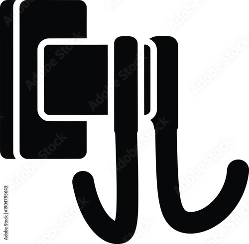 A black and white icon illustrating a double wall-mounted hook for hanging towels or coats in a bathroom or entryway.