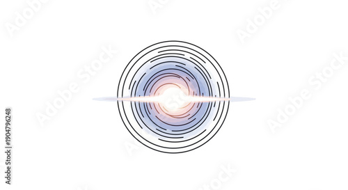 Dynamic abstract light portal with swirling lines and luminous central glow on pristine white