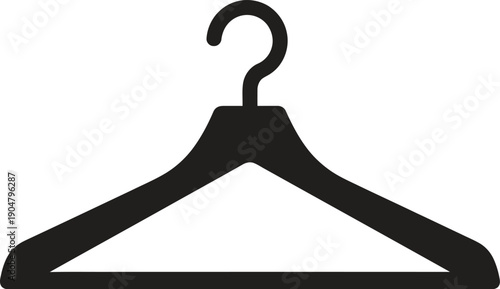 A black silhouette icon of a clothes hanger used for organizing and storing garments in a closet