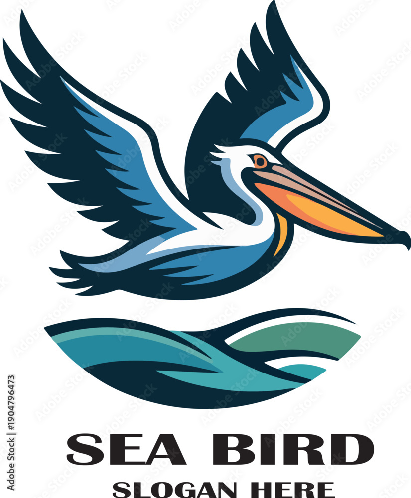 Fototapeta premium california bird beach logo icon vector white background .