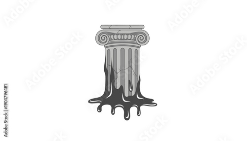 Melting greek column art surreal architecture
