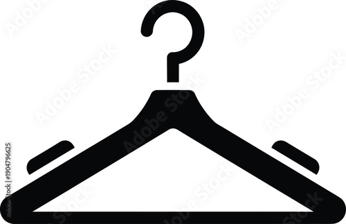 A black silhouette icon of a standard clothes hanger with non-slip grips on the shoulders, isolated on a white background.