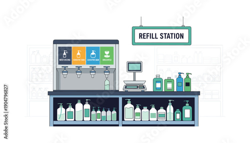 Zero waste shop refill shelves eco products