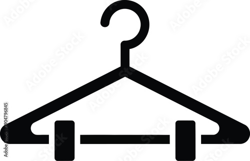 A black silhouette icon showing a clothes hanger with clips for pants or skirts