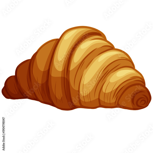 Croissant French trendy freshly baked. Puff bun, fresh pastry for bakery grocery branding, menu, logo, recipe books, wallpaper packaging. Vector illustration