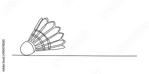 One line drawing of a badminton shuttlecock or birdie isolated on a white background for sports Vector, illustration