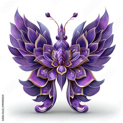 Luxury violet butterfly decorative floral artwork illustration high resolution picture