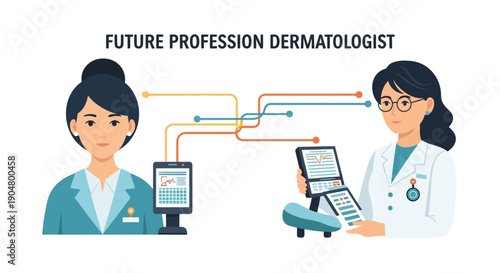 Dermatologist Telemedicine Consultation Vector: Future Profession in Digital Healthcare and AI-Powered Skincare Technology