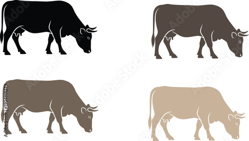 Cow vector animal set illustration 