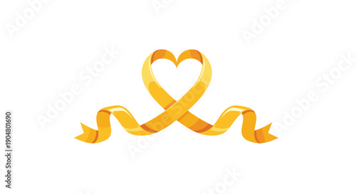 Elegant illustration of a flowing golden ribbon gracefully shaped into a stylized heart in its center, symbolizing