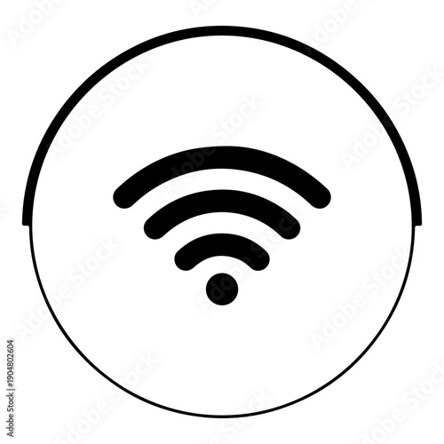 Round laundromat sign icon, WiFi symbol silhouette