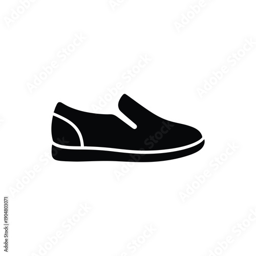 Rounded Slip on Shoe Icon. Simple Slip on Loafer Silhouette. Easy Wear Casual Shoe Vector.