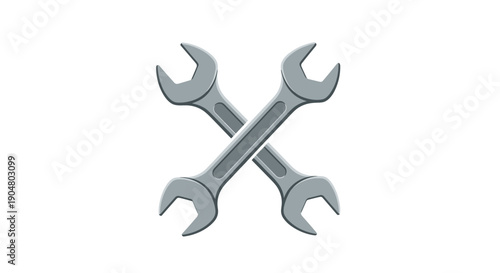 Two sturdy metal wrenches crossed elegantly, symbolizing mechanical work, repair, and the essential tools of a skilled