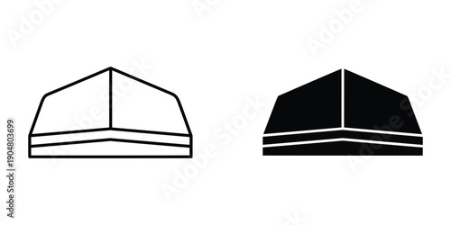 This image features two simple geometric representations of a chef s toque one white and one black side by side high quality professional detailed modern elegant