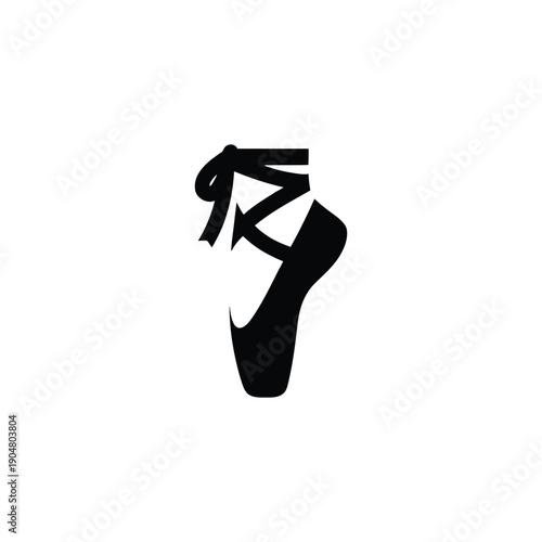 Ballet Shoe Rounded Icon. Simple Pointe Shoe Silhouette. Dance Ballet Footwear Vector.