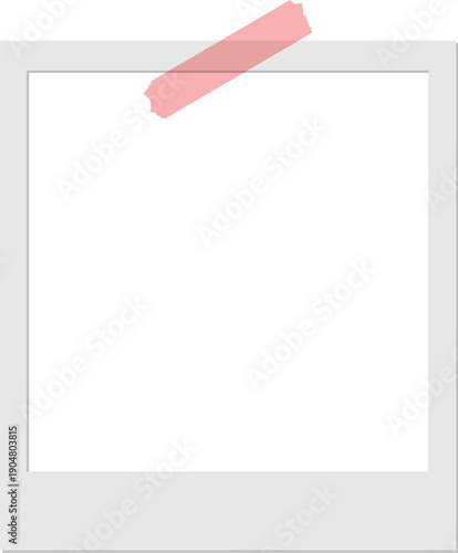 Blank Polaroid Photo Frame with Pink Tape