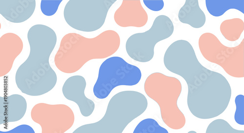 Abstract organic fluid shapes pattern, soft rounded blobs with smooth curves, minimal modern aesthetic, muted pastel color palette stock Vector 