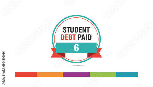 Student debt paid celebration ribbon banner