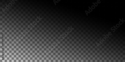Transparent checker background with gradient fade effect. Digital checkered pattern with grey and black squares for design templates. Backdrop for photo projects and PNG overlays.