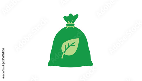 Green trash bag waste sack recycling concept