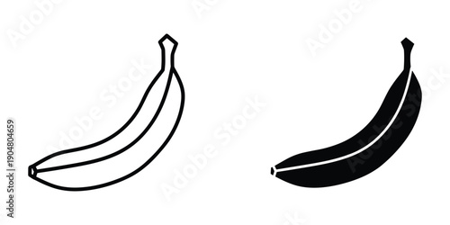 A simple illustration depicts two bananas one outlined and one filled showcasing a contrasting visual representation high quality professional detailed modern elegant stylish clean crisp vibrant