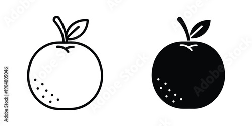 Two simple hand drawn citrus fruits are presented one lightly shaded and one fully black high quality professional detailed modern elegant stylish clean crisp vibrant colorful