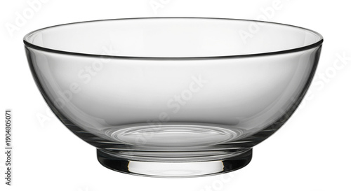 Clear glass bowl on white background