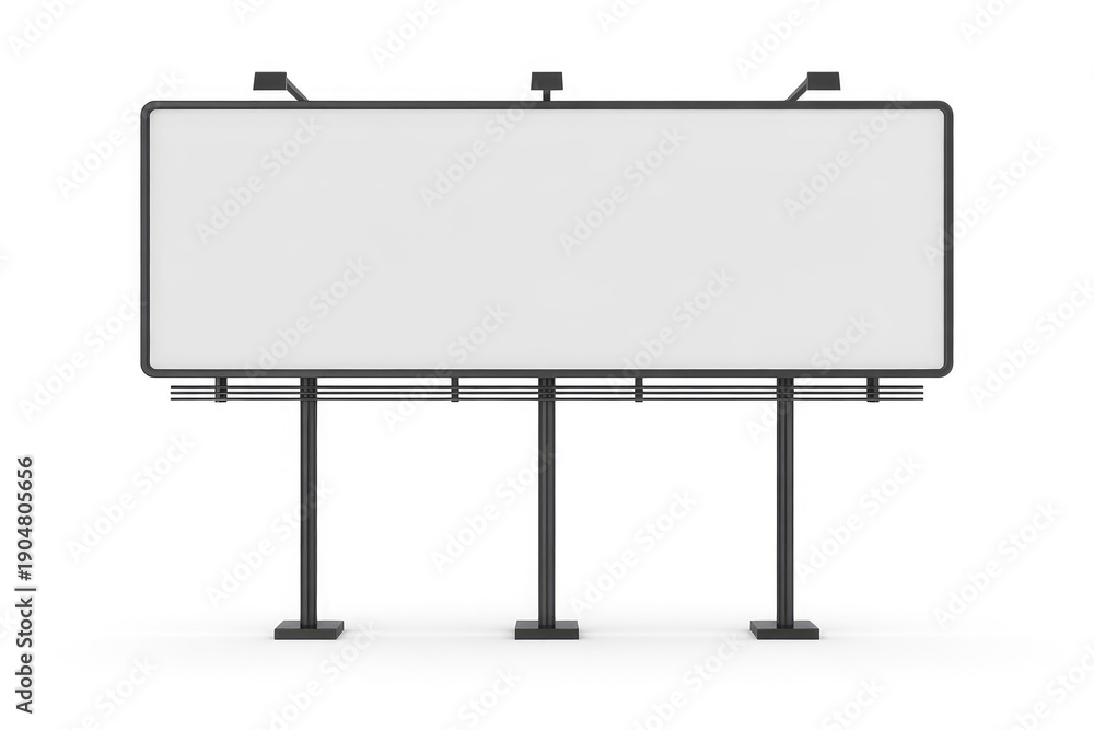 Obraz premium Blank billboard with black frame and supports on white background advertising display
