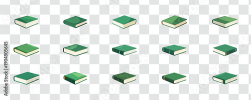 Isometric Green Books Vector Set Education, Knowledge and Study Icons for Learning and Research