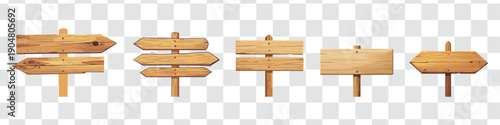 Rustic Wooden Signs Vector Set Blank Arrow and Rectangle Wayfinding Signboards Collection