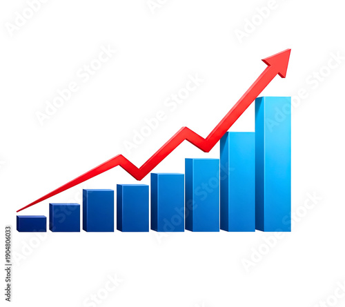 Graphic depicting a rising growth trend with ascending bar and line chart isolated on transparent background Free Download Graphic depicting a rising growth trend with ascending bar and line chart isolated on transparent background - GFXLoad