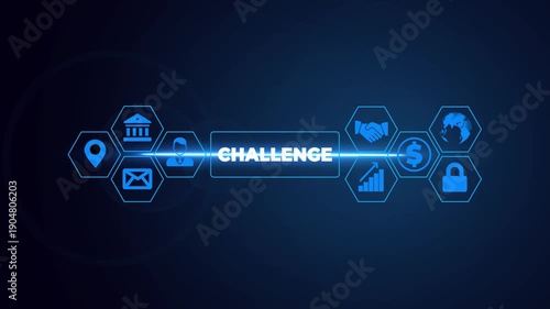 Text sign showing Challenge. Business photo showcasing process of provoking or testing physiological activity by exposure Grids and different set up of the icons latest digital technology concept