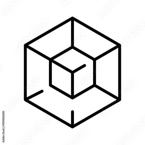 3d cube augmented reality box geometry line icon png isometric structure outline vector design ar