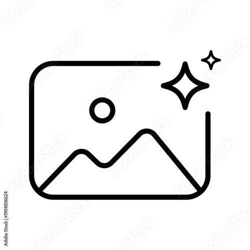 image enhance ai photo editing line icon png digital sparkle outline vector design