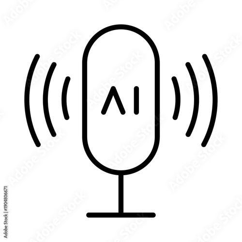ai voice assistant microphone line icon png sound recognition outline vector design
