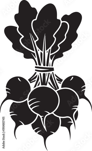 Bunch of fresh beets with green leafy tops tied together on white