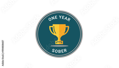 One year sober trophy badge recovery award