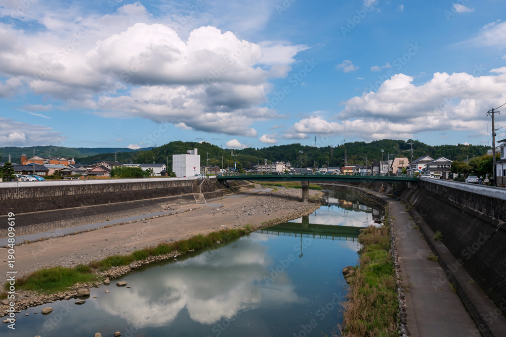 Obraz premium kagetsugawa river and miyukibashi bridge, Kita city