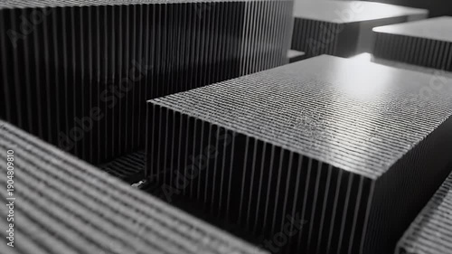 Wallpaper Mural Close-up view of stacked metal plates with ribbed texture. Torontodigital.ca