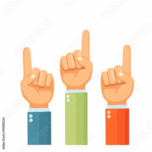 Three Hands Pointing Upwards Mixed Sleeves vector