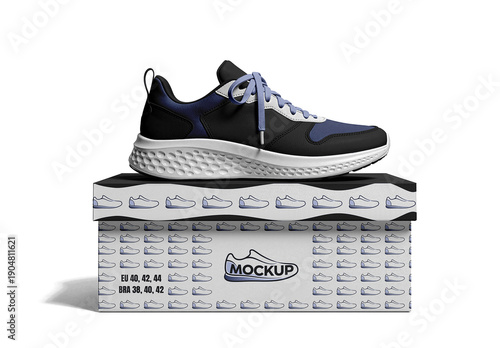 Running Shoe On Box Mockup