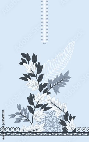 digital pakistani suit pattern with mughal texture and mughal flower pattern